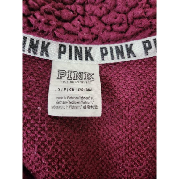 Victorias Secret Pink Womens Fleece Jacket Purple 1/4 Zip Sherpa Embroidered S - Picture 5 of 5